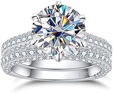 Gobaalele 4ct Round Cut Cubic Zirconia Engagement Ring, 925 Sterling Silver 5A VVS1 Promise Ring Wedding Rings Bridal Sets, Gemstone, Cubic Zirconia