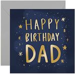 Old English Co. Happy Birthday Dad Card - Masculine Gold Cosmic Stars Greeting Card for Men | Manly Card for Fathers and Him | Blank Inside & Envelope Included