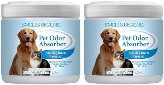 SMELLS BEGONE Air Freshener Pet Odor Absorber Gel - 15 oz, Pack of 2 - Absorbs and Eliminates Odor in Pet Areas, Bathrooms, Cars, & Boats - Made with Essential Oils - Soothing Breeze Scent