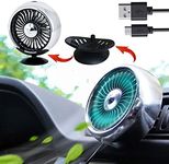 Kwak's Mini Fan for Car Air Vent Mount with LED Light ABS Sticker Mount Car Cooling Fan for home office (Silver)