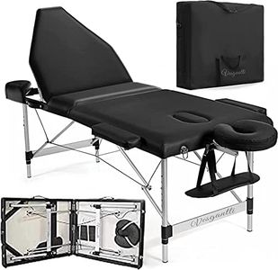 Vesgantti Table de Massage Pliante Portable Aluminium 3 Zones Lit Esthetique Professionnel Pliable Hauteur Réglable avec Housse de Transport - Noir
