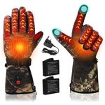 Heated Gloves for Men Women, Rechargeable Electric Heated Ski Gloves Lychee Touch Screen Instant Heating Hand Warmer Gloves Waterproof w/ 7.4V 3000mAh Battery *2 for Outdoor (Camouflage, L)