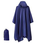 TRIWONDER Rain Poncho Raincoat Waterproof Poncho Multipurpose Rainwear Men Women Rain Jacket for Hiking Camping Cycling (Blue)