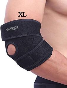 Elbow Support,Adjustable Tennis Elbow Support Brace, Great For Sprained Elbows, Tendonitis, Arthritis,basketball，Baseball,Golfer's Elbow Provides Support & Ease Pains XL (Black Longer)