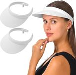 2 Pack Sun Visors Womens Men Cloth Clip On Visor Cap UV Protection Adjustable Wide Brim Outdoor Golf Hats (White)