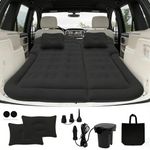 Adirigo Portable SUV Air Mattress - Ultra-Comfortable Flocked Car Inflatable Mattress with Two Pillows Upgraded and Bolded Air Column Suitable for Indoor&Outdoor Activities｜Travelling｜Camping -Black
