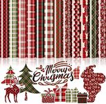 Whaline 12 Sheet Christmas Heat Transfer Vinyl Colorful Plaid HTV Iron on Vinyl Checkered Pattern Adhesive Craft Vinyl for Christmas Holiday DIY Fabric Silhouette Hat Bag Craft Supplies, 9.6 x 11.8"