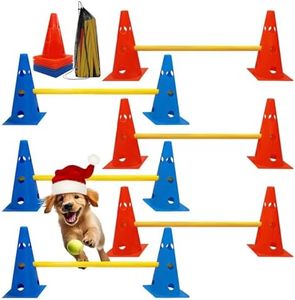 GeerDuo Dog Agility Hurdle Cone Set, Dog Agility Set Include 12 Agility Cones 6 Agility Rods, Dog Agility Equipment with Carry Bag