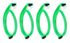 C&E 4 Pack 18inch SATA 6Gbps Cable w/Locking Latch UV Green, CNE568003