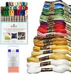 DMC Embroidery Floss Pack,Colorful Holiday Collection,DMC Embroidery Thread, Kit Include 30 Cotton Assorted Color Bundle with DMC Cross Stitch Hand Needles Size 1-5. Premium Embroidery String/Yarn.