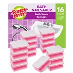 Scotch-Brite Bath Scrub Sponge, 16 Pieces - Non-scratch Scourer for Cleaning Bathroom Surfaces such as Glass, Chrome or Ceramic, White