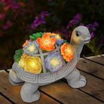 RICHIE Solar Turtle Statue Garden Ornaments,Outdoor Decoration with 7 LED Solar Lights and Succulent for Patio,Garden Tortoise Figurine Decor,Good Luck and Lawn-Unique Housewarming Gifts for Women,Men