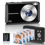 Digital Camera, 1080P FHD 44MP Kids Digital Camera (No memory card), Rechargeable Compact Camera with 16X Digital Zoom Camera for Kids, Boys Girls, Adult,Teenagers, Students, Beginners (Black)