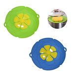 Spill Stopper Lid Cover, Xpsirny 2 PCS Silicone Spill Stopper, Boil Over Spill Stopper Lid, Spill Stopper Silicone Pot Lid for Pans and Pots Boil Kitchen Over Safeguard, 10.2 Inches (Blue and Green)