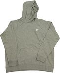 Nike Women's Sportswear Essential Funnel-Neck Fleece Hoodie, Large, Dark Grey Heather/Matte Silver/White