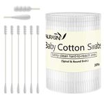 Baby Cotton Swabs, Paper Sticks Cotton Buds for Baby Ear Nose Clean-200Pcs(Spiral & Round)