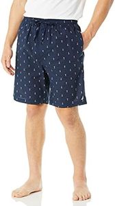 NAUTICA Men's Soft Woven 100% Cotton Elastic Waistband Sleep Pajama Short, True Navy, Large