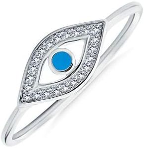Bling Jewelry Minimalista Pequeño .925 Plata Esterlina Nudillo 1Mm Banda Apilable Delicado Cz Halo Evil Eye Anillo Para Mujeres Adolescentes