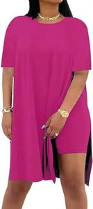 AXOSY Women Plus Size 8 Piece Outfits Short Sleeve Tunic Tops and Skinny Biker Shorts Sets Tracksuits,Rose,XX-Large
