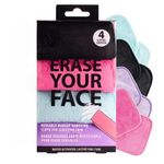 ERASE YOUR FACE Makeup Remover Cloths - Reusable Microfiber Face Towels to Cleanse & Remove Makeup - Water Activated, Dual-Sided Design for Easy Use (4 Count)
