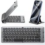 PuechAxe Foldable Bluetooth Keyboard with Stand Holder, Portable Wireless Phone Keyboard, Rechargeable Full Size Ultra Slim Travel Keyboard for iOS, Android, Windows, Fit Phone Pad Tablet Laptop,B088