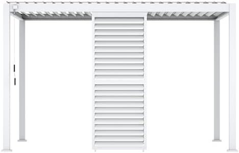 Mirador Accessory - Aluminum Shutter Wall 1/3 13' Side for 111 Series Pergola, Openable Louvered Design for Optimal Privacy, Sunlight Control, White, not pergola
