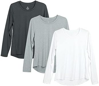icyzone Camicie da allenamento a maniche lunghe da donna, confezione da 3 magliette sportive, per corsa, esercizio e yoga, nero/grigio/bianco., XX-Large