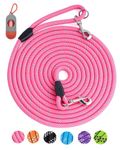 Lanwandeng Long Dog Leash for Dog Training 10FT 16FT/30FT/50FT/100FT, Reflective Threads Rope Dog Leash, Heavy Duty Dog Lead for Large Medium Small Dogs Walking Playing, Camping, or Yard Pink30FT