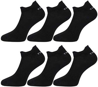 Tisoks Mens and Womens Titanium Anti Odor Deodorant Sports Ankle Socks for Athletes Feet, mens, Ankle-black 6 Pairs, 6-9