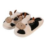 sharllen Fluffy Cow Slippers, Novelty Cute Animal House Slippers for Women Fuzzy Plush Winter Warm Cotton Slippers for men Indoor & Outdoor