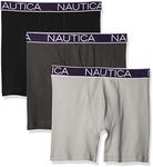 Nautica Men's 3 Pack Cotton Stretch Boxer Brief, Black/Charcoal/Alloy, Small