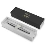 Parker Jotter Fountain Pen | Stainless Steel with Chrome Trim | Medium Nib | Handwriting Pens & Stationery Supplies | Blue Ink | Gift Box