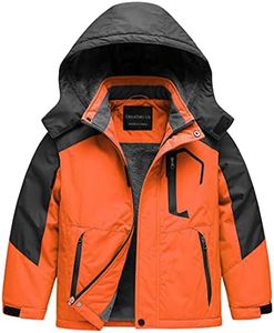 CREATMO US Boys' Waterproof Breathable Outdoor Snowboard Ski Jacket Orange 10-12