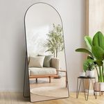 VEVOR Arched Full Length Mirror, 71'' x 32'', Large Free Standing Leaning Hanging Wall Mounted Floor Mirror with Stand Aluminum Alloy Frame, Full Body Dressing Mirror for Living Room Bedroom, Black