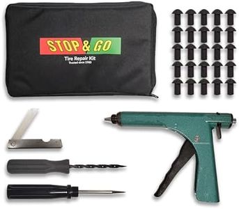 Stop & Go 1075 30 Piece Tubeless Tire Plugger Repair Kit for Punctures and Flats on Car, Motorcycle, ATV, Jeep, Truck, & Tractor (25 Mushroom Plugs)