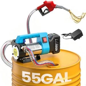 SEESII Diesel Transfer Pump Battery Powered: 12GPM Cordless Electric Fuel Transfer Pump Kit w/ 4.0Ah Battery & Auto-Stop Nozzle, 2 Hoses & Filter for Diesel Kerosene Portable Fueling on Farm Boat Home