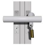 French Patio Door Lock 'Curved Box Section' High Security Deadlock Sliding Fix Bar Seen from Outside Tough and Easy White