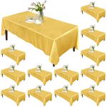 RUDONG M 12 Pack Gold Satin Tablecloth, 54 x 108 Inch Silky Satin Table Cloth Rectangle, Bright Smooth Satin Table Cover for Weddings, Banquet, Parties Dinning Decoration