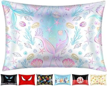 Miss Adola 1 Pack Kids Pillowcase Mulberry 30"x20" Queen Silk Pillowcase for Hair and Skin 19 Momme Silk Pillow Case Cute Cartoon Kawaii Fun Pillowcase for Teens Boys Girls, Fish Tail