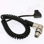 Eonvic D-Tap Male to 4 Pin XLR Female Right Angle Adapter Power Coiled Cable For DSLR Camcorder