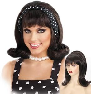 Daiaces Dark Brown Beehive Wig Women 50s 60s 70s Wig with Bang Retro Bouffant Wigs Drag Queen Wigs