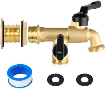 Brass Rain Water Barrel Spigots: Double Faucets Rain Barrel Spigot Kit with NPT 3/4 Outlet for Outdoor Plastic Bucket Rainwater Drum gal Container Water Tanks with 1-1/4 inch Bulkhead Fitting Set