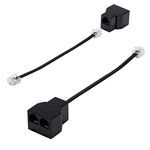 LanSenSu Phone Line Splitter,Telephone Splitter,with RJ11 6P4C Plugs,Suitable for Telephone,Fax Machine,Black 2-Pack