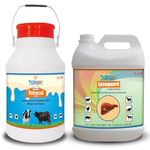 VETENEX Chelated Liquid Calcium + Liver Tonic Supplement for Cattle, Buffalo, Cow, Goat, Pigs, Poultry & Livestock Animals (5Ltr x 2) Combo - Pack of 2