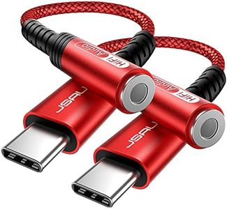 JSAUX 2-Pack USB Type C to 3.5mm Female Headphone Jack Adapter, USB C to Aux Audio Dongle Cable Cord Compatible with iPhone 15 Pro Max/15 Pro/15 Plus/15, Samsung Galaxy S23/S22, iPad Pro, Pixel - Red