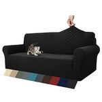 MAXIJIN Newest Jacquard Sofa Covers for 3 Seater, Super Stretch Non Slip Couch Cover for Dogs Pet Friendly 1-Piece Elastic Furniture Protector Sofa Slipcovers (3 Seater, Black)