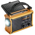 Raynic Emergency Radio (Upgraded) – AM/FM Radio, Solar & Hand Crank Powered, 12000mAh Rechargeable Battery, Emergency Phone Charging, 5W Flashlight, SOS for Emergencies, Power Outages & Outdoor Use