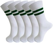 RC. ROYAL CLASS Cotton Boys & Girls Calf Length White Bottle Green Striped Dps School Socks(Pack Of 5 Pairs) (6-7 Years)