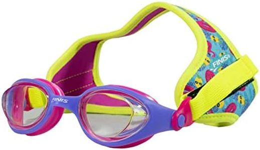 FINIS DragonFly Goggles - Kids Swim Goggles for Ages 4-12 with UV Protection, Buoyant Neoprene Strap, and Durable Lenses - PVC- and Latex-Free - Flamingo