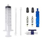 VooGenzek 7 PCS Bicycle Tire Repairing Tool Kit, Tubeless Tire Sealant Filling Tube, Sealant Refilling Tube with Switch, Presta Schrader Valve Core Remover, Presta Valve Core & Cap, 60ml